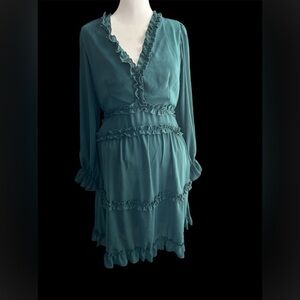 Amazon Brand Forrest green mini dress. Long sleeves